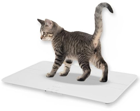 Digitale Tierwaage Haustierwaage Tierärzte 50g-100kg Große Hundewaage Breite Plattform Gewicht Diätwaage Elektronische Waage 10g Genauigkeit Extra leicht Glas Flach Für Katzen Kleintiere (Weiß)