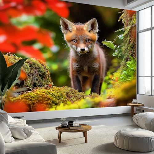 Générique Photographie De Nature Papier Peint Animal De La Forêt Renard Tapisserie Photo Peinture Murale, 400 x 280 cm Papier Peint Intissé Fresque pour Salon Chambre Toile Fond TV