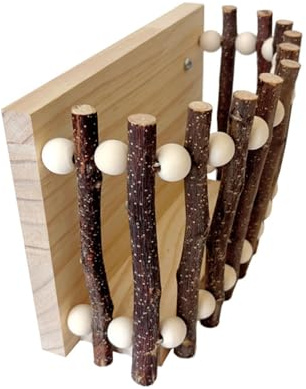 Alimentatori appesi in legno per roditori con doppio gancio e giocattolo da masticare integrato per gerbilli dentali forniture per animali domestici