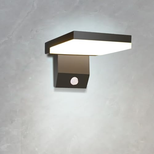 Fynokst 24W Eclairage Exterieur avec Detecteur, 2250LM 6000K Applique Murale Exterieur, IP66 Étanche Moderne Lampe Murale pour Intérieur, Extérieur, Véranda, Garage, 1 Pièce, Noir
