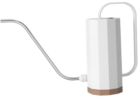 SHINEOFI Regadera de Plástico para Plantas con Boquilla Larga de Acero Inoxidable Capacidad 1200 Ml Color Blanco Marfil Ligera y Práctica para Riego Doméstico y Jardín Reutilizable