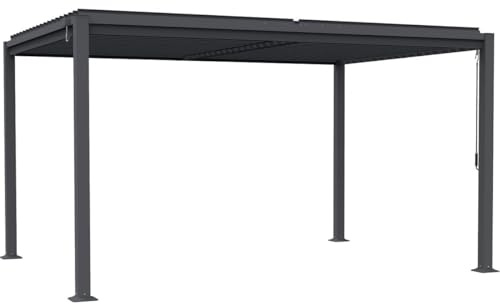 Pergola bioclimatique autoportante avec Lames orientables Howard - 3 x 4 m - Gris