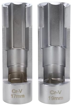 Moliuoly Lot de 2 douilles d'injecteurs diesel pour tuyau de carburant - Clé à sonde lambda 17/19 mm - Ouverture hexagonale
