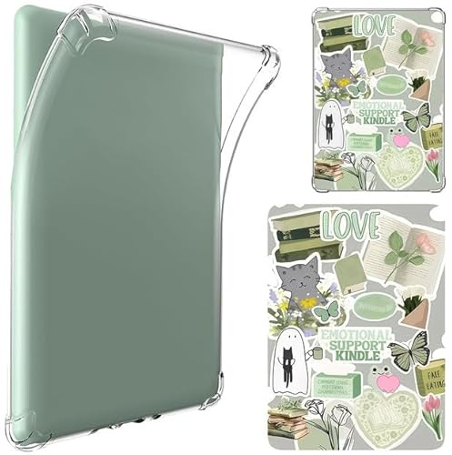 LEPGUYO Kindle fodral 7 tum transparent silikon, reptåligt för 12. Generation 2024 Paperwhite 6/KPW6/K12, med läsebakkort