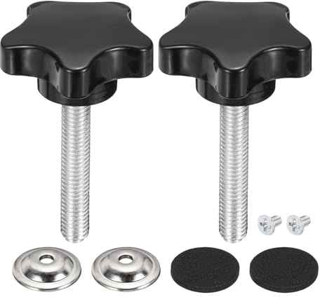sourcing map 2Pcs Star Knobs, M8 x 45mm Plastic Knurled Thumb Screw Knobs 40mm Width Handle Replacement with Washer & Screw for Lawn Mower Umbrella Base Clamps Replacement Machinery