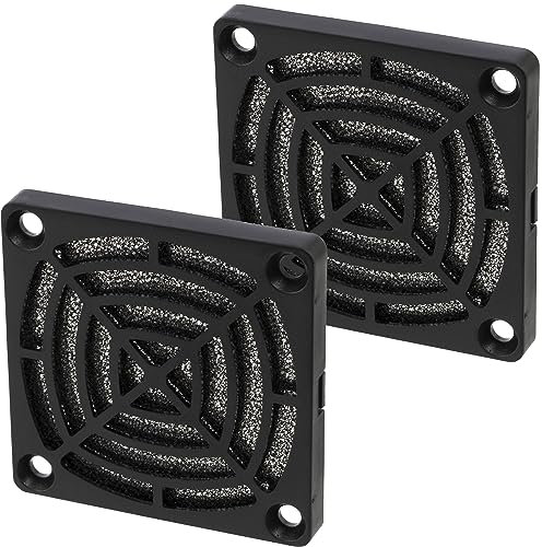 AERZETIX - C15115-2x fläktskyddsgaller med dammfilter - 60 x 60 mm - 45 ppi - färg svart - PC-datorventilation