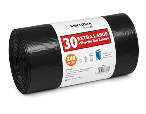 Garden Mile Heavy Duty Wheelie Bin Bags 30 Pack 220L – Strong Black Refuse Sacks & Tear Resistant Bin Liners for Household, Garden, Recycling & Commercial Waste
