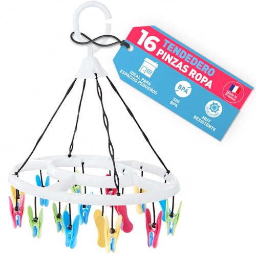 culiclean - Pinzas para la Ropa prémium, Varios Modelos, plástico, Blanco con Azul, Amarillo, Verde y Rosa., 1 Unidad