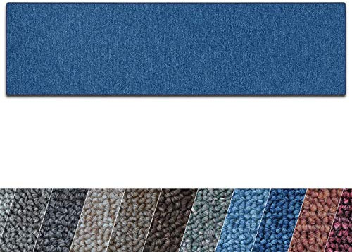 casa pura Teppich Läufer London - Meterware - Teppichläufer für Wohnzimmer, Flur, Küche - Flacher Schlingenflor (Dunkelblau - 66x100 cm)