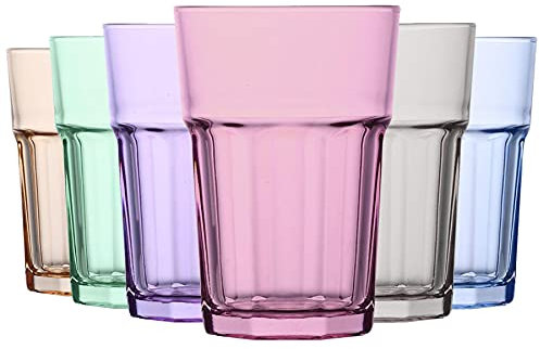 LAV Aras Highball cóctel Vaso Vasos - 365ml - Multicolor - Pack de 6