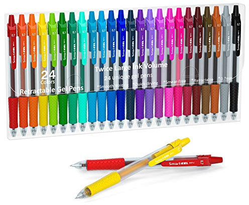 Lineon bunte Gelstifte, einziehbare Gelschreiber mit Griff, mittlere Spitze (0,7 mm), für Erwachsene und Kinder im Büro und in der Schule auf Tagebuch, Notizbuch, Planer zum Schreiben