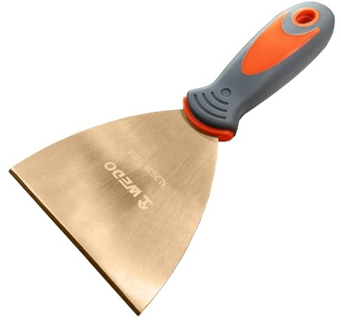 WEDO Malerspachtel,Nicht funkelnd Spachtel 100mm,Berylliumkupfer,Schaber Palettenmesser Kratzer,Komfortabler Fiberglas-Stiel,Nicht magnetisch,Korrosionsschutz,Universalspachtel,BAM/FM-Zertifikat