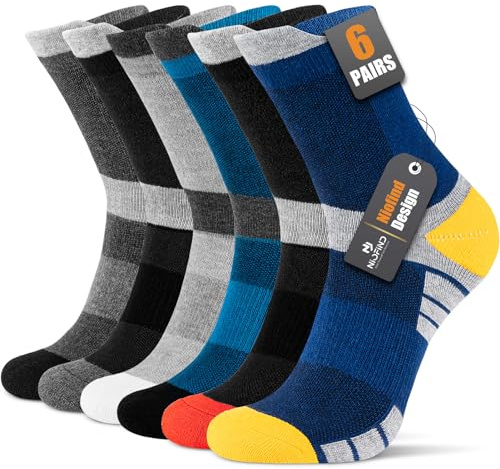 Niofind Chaussettes homme 43-46 37-42, 6 Paires Chaussette de Sport Homme, Anti-Ampoule, Anti-Odeur, Absorbant l'Humidité, Chaussettes Coton Respirantes pour Running, Randonnée, Cycliste, Travail