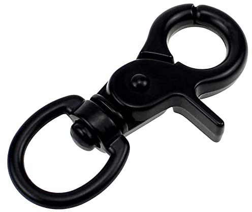 DOYUKY 6 Pieces Wirbel Schnappkarabiner, Zinklegierung Scherenkarabiner, Karabinerhaken mit Drehgelenk Klein, Schwarzer Robust Bolzen Karabiner, für Haustierschnallen Carabiner Gepäckschnalle