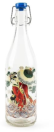 Excelsa Kimono Bottiglia Acqua, 1 Litro, Vetro, con Guarnizione