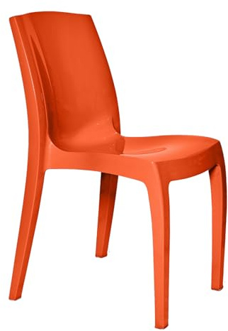 1 x Chair Orange Gloss, Stackable, Recyclable, Strong, Made in UK, Durable, Stylish, Comfortable, UV Resistant | Kitchen, Living, Dining, Office, Outdoor, Café, Restaurant, College, Hotel, Event