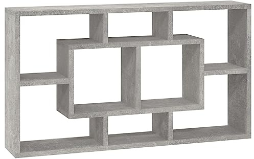 vidaXL Scaffale a Muro 8 Scomparti Grigio Cemento