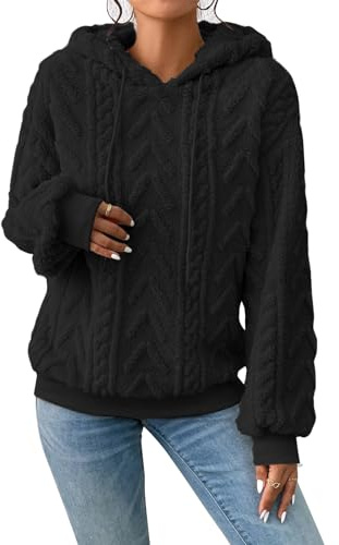 Zetieny Sudadera con Capucha Mujer Sudadera Cálida de Invierno de Forro Polar Chaqueta Informal Oversize Elegante Hoodie Cálida y Mullida con Bolsillos