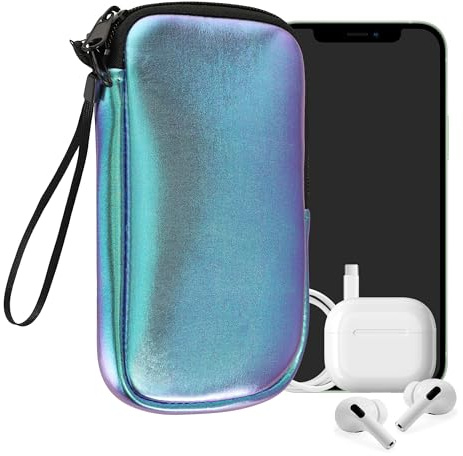 kwmobile Neopren Handytasche für Smartphones L - 6,5 - Handy Tasche mit Reißverschluss - Handyhülle universal Metallic Petrol