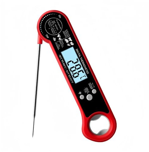 Meat Thermometer with Foldable Probe, Digital Instant Read Food Thermometer Waterproof & Instant Read for Kitchen Food Cooking Baking Candy Liquid