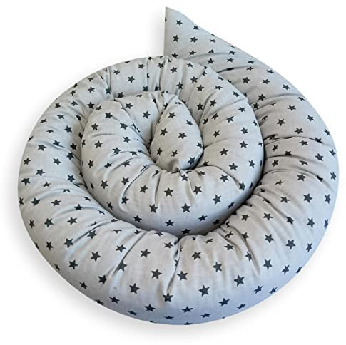 Bebeloo Zugluftstopper Durchzugstopper Windstopper für Türen und Fenster Luftzugstopper für Tür Türschlange Türrolle Baumwollstoff (Sternchen Graphit, 70 cm)