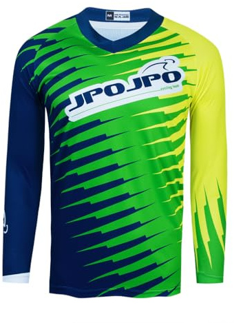 Motocross-Trikot für Jugendliche, MTB-Ausrüstung, Downhill-Rennshirt, Radfahren, Mountainbike, gestreift, Blau, YL, blau, 12 Jahre
