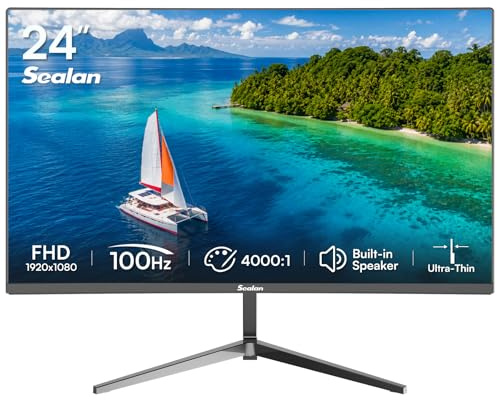 Sealan 24 Inch Computer Monitor, FHD 1080P, 100Hz | VA Display with Built-in Speaker, HDMI DP, FreeSync HDR10, 98% sRGB, VESA Mountable for Home Office Gaming