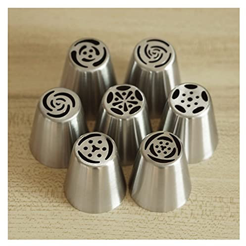 Outils de décoration de gâteaux, buses de piping p Embout de glaçage tulipe russe, 7 pièces, buse de décoration de pâtisserie, décoration de cupcakes, Rose en acier inoxydable