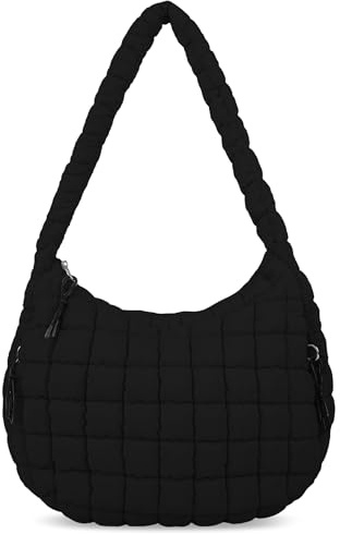 Bolsa acolchada grande para mujer, bolsa cruzada acolchada con cremallera, bolsa de transporte acolchada de nailon