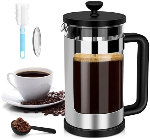 RAINBEAN Cafetiere 4 Cup French Press, Coffee Press for Ground Coffee, Caffettiera Coffee Brewer with Stainless Steel Filter, Perfect for Coffee Lover Gifts, 21 oz/600 ML