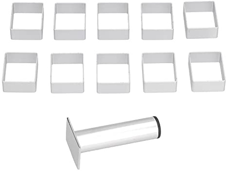 Jenngaoo 10PCS Moule à Biscuits, Mini Emporte-pièces Rectangulaires Ensemble Moule de Cuisson à Biscuits Antiadhésif Emporte-pièce Résistant à la Chaleur avec Plaque de Presse pour la Cuisine
