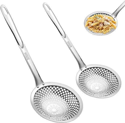 2-teiliges Fettlöffel-Set, Filterlöffel aus Edelstahl 304, Fettlöffel, Lebensmittelqualität, Bratlöffel für Bitumen und Frittieren