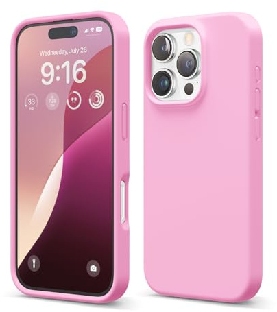 elago Cover in Silicone Liquido per iPhone 16 Pro | Silicone Premium, Protezione Completa, Antiurto, Sottile, Fodera in Microfibra Antigraffio (Rosa Caldo)