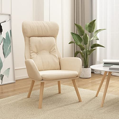 Gecheer Poltrona,Poltrocina,Relax,Rilassante,per Soggiorno,Design,in Tessuto,Crema,70x77x94 cm,Poltrona da TV,Poltrona Relax,Poltrona in Tessuto,Poltrona da Salotto,Sedia Sala da Pranzo