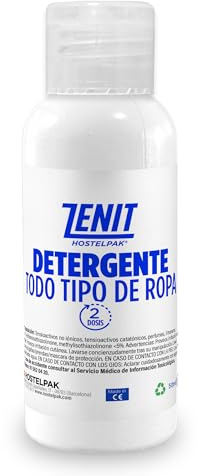 Detergente todo tipo de ropa | 50 ml (Caja 81 unidades) | Amenities bienvenida | Limpieza profesional para establecimientos turísticos HOSTELPAK
