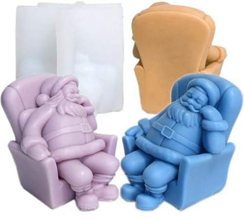 Kerzenform Weihnachten Kerzenform Weihnachtsmann, Kerzenformen zum Gießen, 3D Kerzen Formen Silikon Santa Claus für Duftkerzen, Ornamente, Geschenke weihnachten