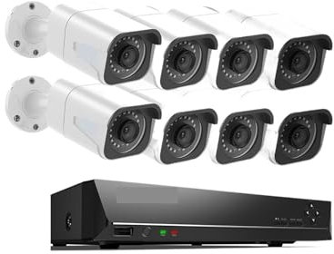 Telecamera WiFi Esterno Senza Fili, Rilevamento persone/auto 16-800B8-A di telecamere Ultra HDD 4K 8MP 16 canali PoE NVR e 8 telecamere IP PoE Kit di sorveglianza Ooor per la sicurezza domestica