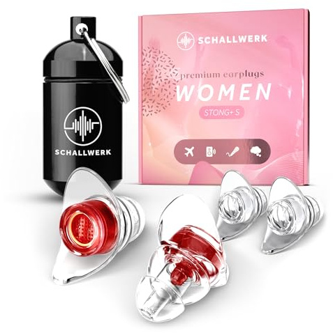 SCHALLWERK ® Women+ Bouchons d'oreilles de protection auditive – Amortissent le bruit et préservent la qualité sonore – Bouchons d'oreille de concert, protection auditive – Bouchons d'oreille adaptés