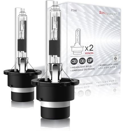 Sinoparcel D2R Xenon HID Headlight Bulbs - 6000K 35W White Low Beam 85126UB 66250 85126WX, etc Replacement Lights - Pack of 2
