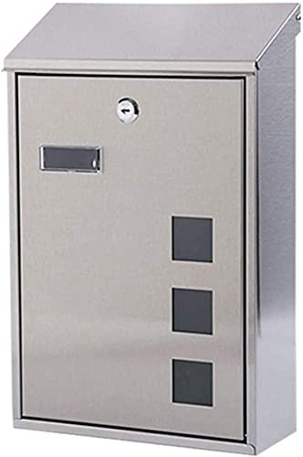 Buzón de Correos montado en la Pared, buzón Vertical para Exteriores con Cerradura, buzón de Acero Inoxidable para Correo, buzón Retro de Gran Capacidad (A)