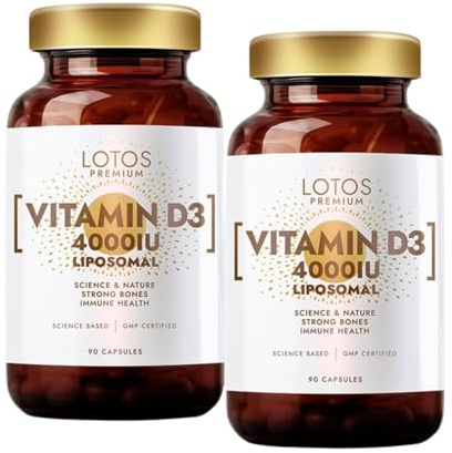 Lotos Pharma Liposomales Vitamin D3 – 90 Kapseln - 2er-Pack - Vitamin D für Immunsystem und Knochen - Hoch Bioverfügbares Vitamin D3 - GMP zertifiziert Qualitätssystem