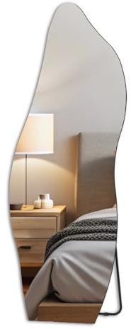 Muzilife Ganzkörperspiegel Asymmetrischer Standspiegel 160x60cm | Rahmenloser Spiegel Unregelmäßiger Großer Wandspiegel mit MDF-Rückwand, Deko für Wohnzimmer Flur Eingang Wand