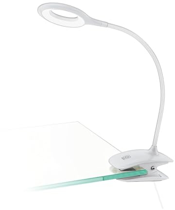 EGLO LED Klemmlampe Cabado mit Akku, Klemmleuchte mit Touch, neutralweiß | dimmbar, Schreibtischlampe aus Kunststoff, Klemmspot in Weiß, Leselampe mit Klemme
