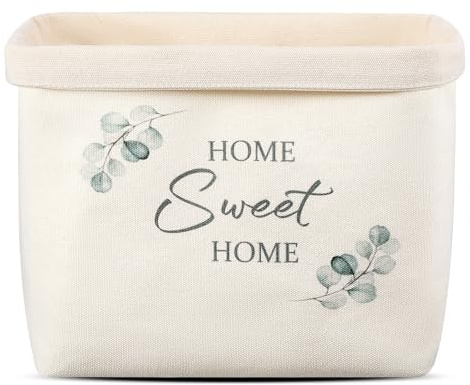 Xuniea Brotkorb Home Sweet Home Geschenk zum Umzug oder Auszug, Eukalyptus | Brötchenkorb Brottasche, Einzugsgeschenk, Geschenkidee zum Einzug, Brotkorb aus Stoff