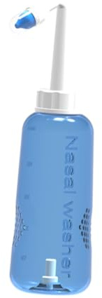 FIXOSHEE Botella de Enjuague Nasal de Plástico de 500 Ml Control de Flujo y Botón para Adultos y Niños, Irrigador Nasal 2 Boquillas para Limpieza Eficaz