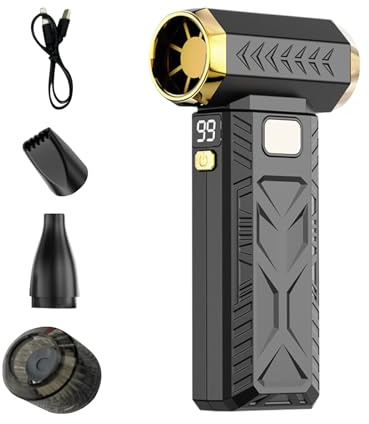 Soplador de Polvo – Ventillastare Inalámbrico justerbar de 3 velocidades, Turbina Recargable USB para Coche | Herramienta Potente para Ordenador, Electrónica, Jardín, Terraza, Taller, Hogar