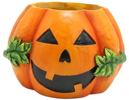 QUXVUIS Kürbis Blumentopf aus Kunstharz, vielseitiges Dekorationsstück für Zuhause und Büro, Blumentopf, Home Office Desktop, Halloween Dekor