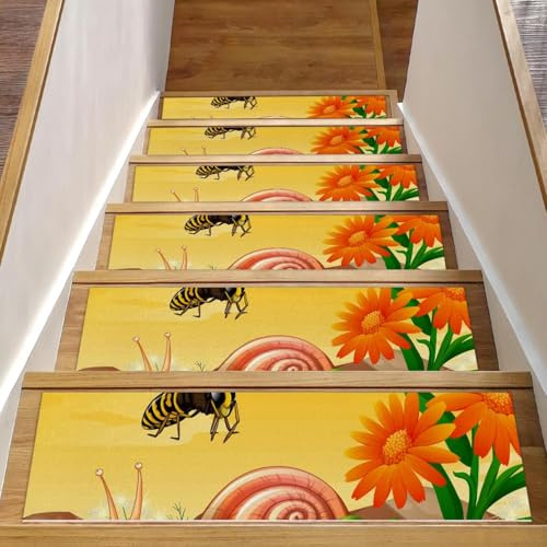 RODAILYCAY 15 peldaños de escalera de 8 x 30 pulgadas, peldaños de escalera de caracoles naturales para peldaños de madera en interiores, alfombras antideslizantes para escaleras, superficie de