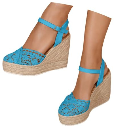 Sandali Chiusi Donna, Espadrillas Donna Zeppa - Sandali Chiusi Estive Eleganti Plateau Sandalo Chiuso Casual Comode Bohemia Scarpe Con Zeppas