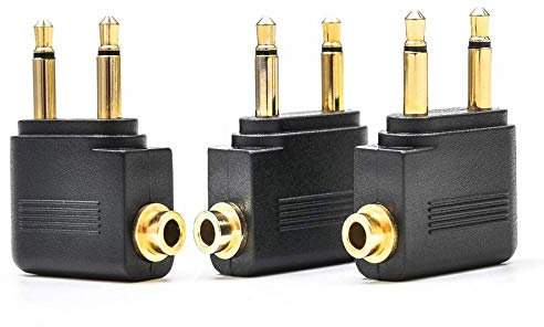 GeekerChip Adattatore per Aereo Adattatore Aereo per Cuffie, 3 Pack（Nero）